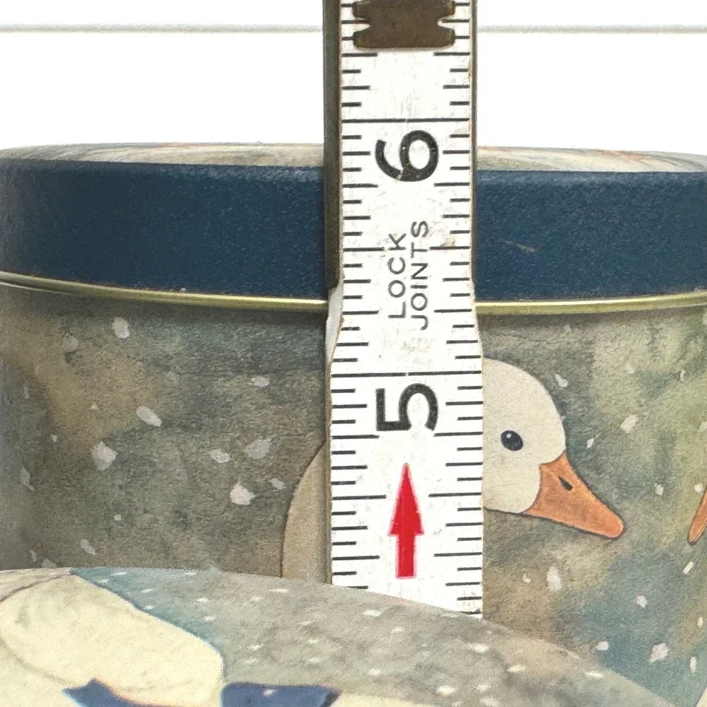 Vintage Country Goose Tin Canister Set 3 Nesting Blue Bows Cottagecore Decor